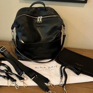 Mina Baie Stevie Midi 100% Leather Backpack Diaper Bag
